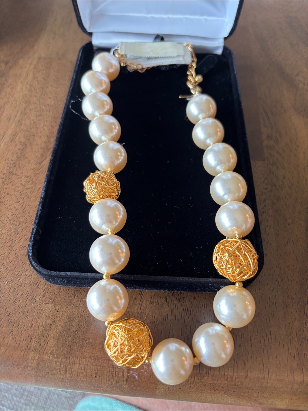 Kenneth Jay Lane Pearled Necklace with Gold Filigree Beads
